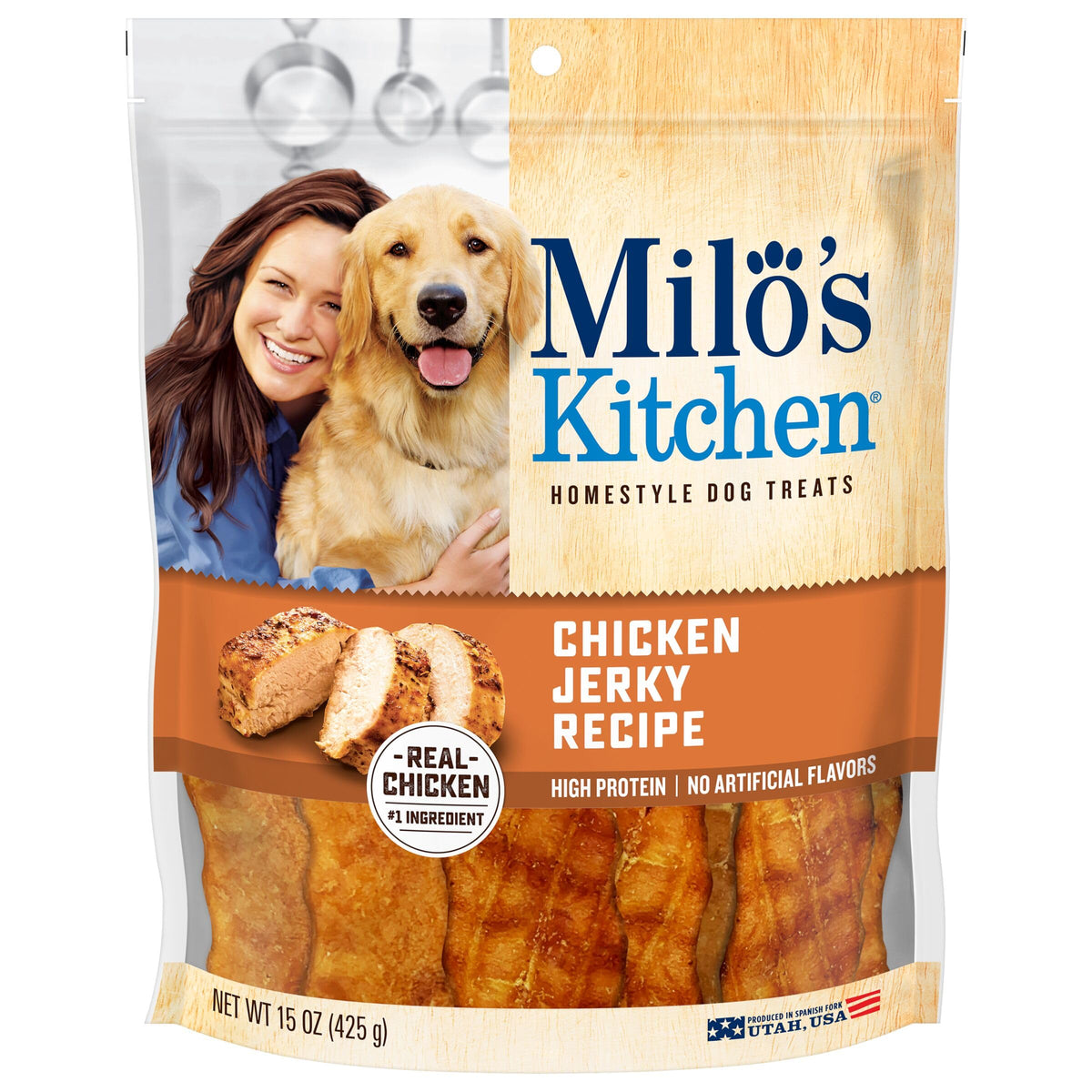 Milos Kitchen Homestyle Dog Treats Chicken Jerky 15 Ounce High Protein No Artificial Flavors