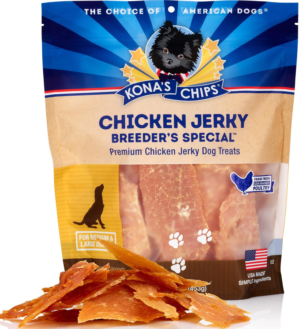 KONAS CHIPS Chicken Jerky (16 Oz) Dog Treats Made in The USA only Dog Chicken Jerky Dogs Love Chicken Jerky Wholesome Dog Treats